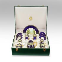 Stefan Nowacki for Lynton - a rare Lynton porcelain boxed coffee set for six, hand painted by Stefan