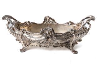 A 19th century French silver plated bronze Rococo style centrepiece with original liner, maker