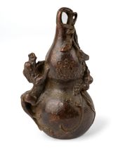 Chinese bronze weight in a form of a gourd, two character marks to the base In good condition
