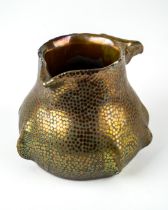 A Clément Massier small Art Nouveau lustre glaze jug, with stylised scale decoration, impressed