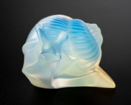 Lalique - an opal iridescent snail paperweight, Helix Escargot Opale, signed to base 'Lalique