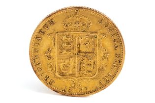 A Victoria 1887 shield back half sovereign Wear commensurate with age