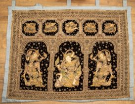 Antique Siamese/ Burmese jewelled wall hanging, approx. 140 x 106, with metal rod for hanging