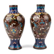 A pair of antique miniature Chinese cloisonne vases, each approx 9cm tall In good condition with one