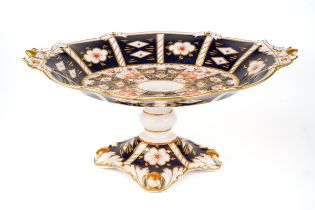 A Royal Crown Derby 2451 pattern oval comport, approx 13cm high Good condition, some crazing