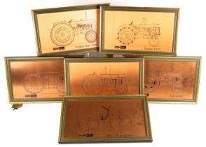 Copper etchings with Ford agricultural images including Fordson Major (DDN), Fordson E27N, Fordson