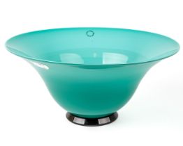 A Venini Murano bowl, turquoise green bowl on rim foot, approx 26cm diam