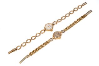 A ladies 9ct yellow gold Accurist wristwatch, total gross weight approx 9.1g; together with a 9ct
