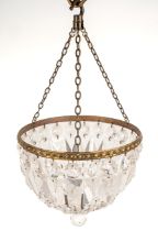 Early 20th century cut Crystal hanging light fitting / chandelier, approx. 20 cm in diameter. In