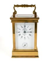 A 20th century French repeating brass carriage clock by L’Epée, white enamel dial with Roman and