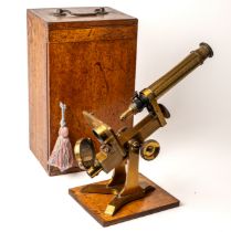 Moritz Pillischer microscope No.1336 in original case, signed and numbered to base Please request