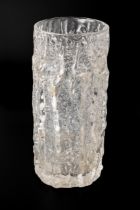 Geoffrey Baxter for Whitefriars - a clear glass Bark vase, approx 23.5cm high Good condition, wear