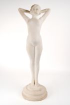 A Plaster of Paris figure of a nude lady , approx. 64cm tall In good condition