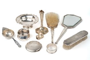 A collection of silver, including a George V silver pedestal bowl, Chester 1935; a George V silver