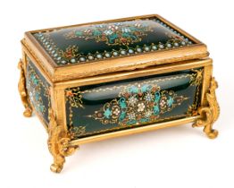 Antique 19th century TAHAN, France enamel and gilt bronze casket /box. (Boute Des Italiens 11,