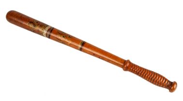 Victorian ceremonial police truncheon hand painted with Queens crown and VR cypher, approx. 54 cm