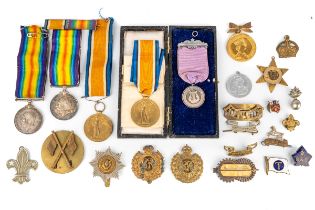 Militaria - a WWI medal group, a 1914-1918 silver medal and a Great War for Civilisation medal,