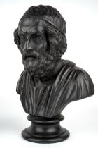 A 19th century Wedgwood black basalt bust of Homer, marked to back and base, approx 27cm high In