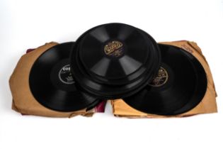 A collection of records approximately 60 shellac 78 RPM records containing Jazz, Classic, Swing,