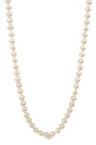 A single row cultured pearl necklace with 9ct gold clasp, the uniform 6mm pearls with pink/silver