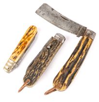 A collection of three naval knives, including T Turner & Co rope knife, E Barnes horn handled