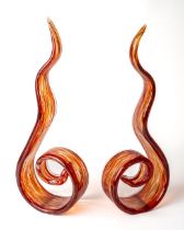 A pair of Murano 'Dancing Flame' sculptures, approx 30cm high (2) Good condition, wear