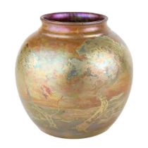A late 19th/early 20th Clément Massier Golfe Juan iridescent art pottery vase, fully marked to base,