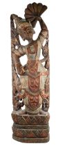 Large carved hardwood figure, Thai 20th century, approx. 103 cm In good condition