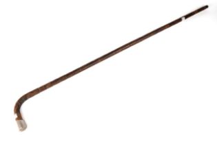 An Edwardian novelty walking stick, mounted with a hallmarked sterling silver vesta case, 92.5cm