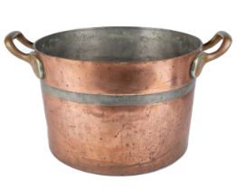 Cunard Line - An Elkington & Co copper cooking pan, twin handles, impressed marks 'Cunard Line