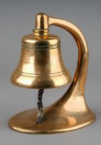 A Gillett & Johnston, Croydon Founders 1951 brass table bell, engraved: I ring well to bring good