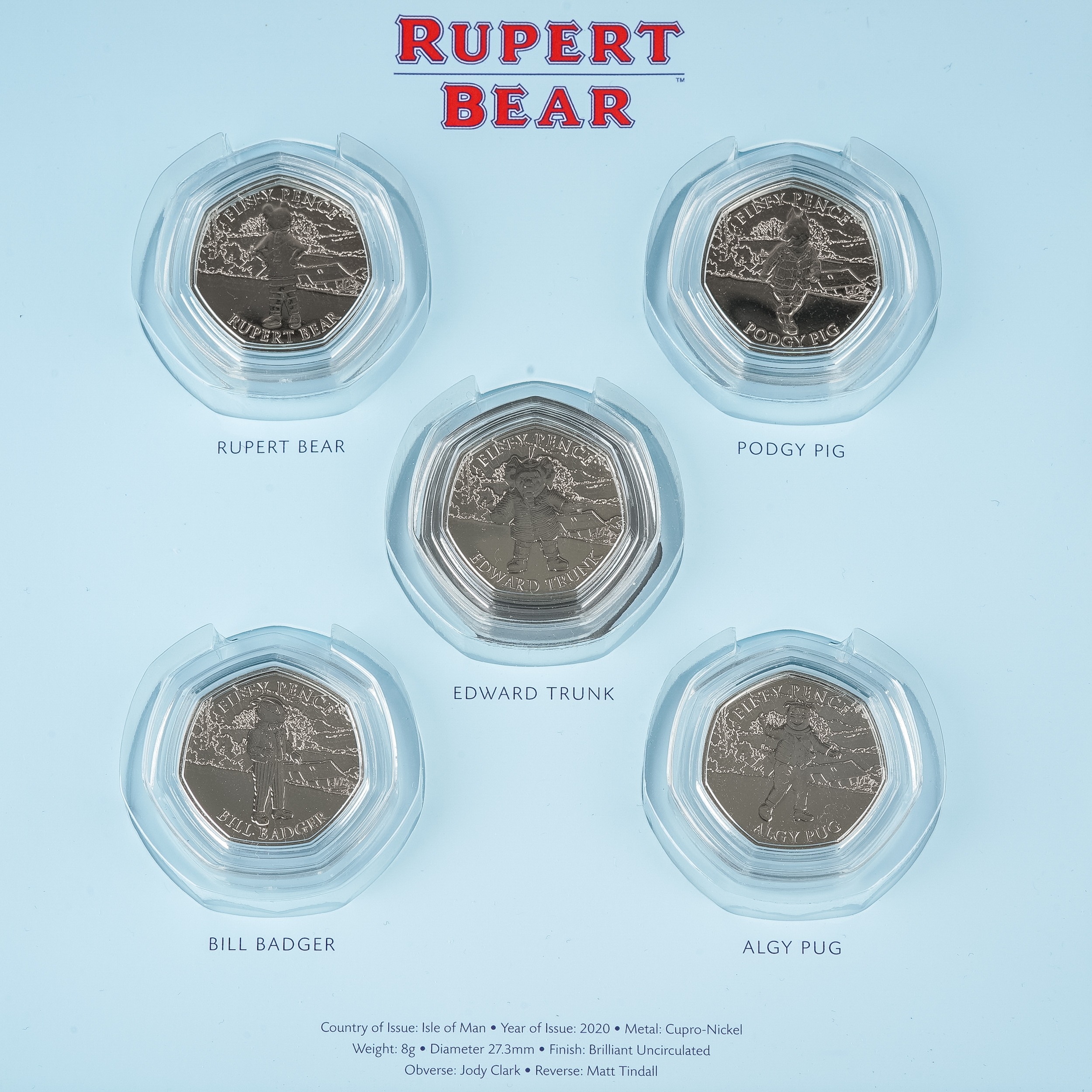 Rupert Bear: The 50p Coin Collection, with five encapsulated coins, comprising 'Rupert bear', 'Podgy - Image 2 of 4