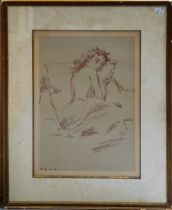 20th Century School - A female nude study, red chalk, approx. 42 x 32 cm, signed lower left Benn,