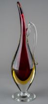 A 20th Century Murano glass purple and amber Sommerso carafe jug in the manner of Flavio Poli,