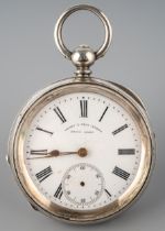 A 19th century silver open-faced pocket watch, total gross weight approx 98.9g, 45mm white enamel