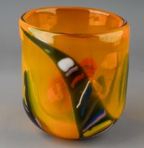 An amber studio glass vase, signed 'dale D.C glass' to underside, approx 16.5cm high some