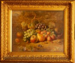 Charles Archer (1855-1931), still life with grapes, apples, plums and pear, oil on canvas, approx 39