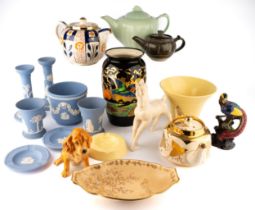 A group of ceramics to include: Keith Murray for Wedgwood yellow ground stepped bowl and an ashtray,