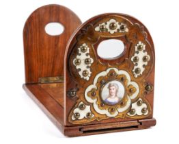 Porcelain portrait book slides decorated with brass and ivory , approx. 32 cm Ivory Licence: