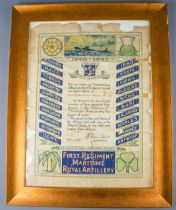 First Regiment Maritime Royal Artillery: WWII V.E day certificate of appreciation awarded to 1782416