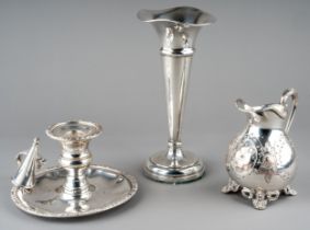 An Elizabeth II silver trumpet shaped vase, flared rim, hallmarked by Joseph Gloster Ltd,