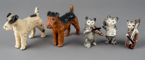 Three 20th Century Beswick style orchestra Cats to include: singer, violin and cello players;