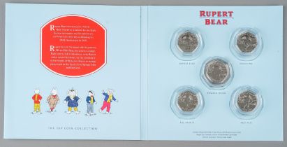 Rupert Bear: The 50p Coin Collection with five encapsulated coins, comprising 'Rupert bear', '