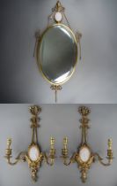 Limoges pink jasper sconces and matching mirror (3)
