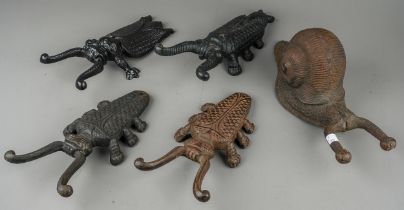 Collection of 5 cast metal bug boot pulls In good condition