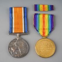 A pair of WWI medals comprising British War Medal 1914-1918 and Victory Medal awarded to 2705 PTE