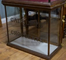 A late Victorian/ early 20th Century mahogany framed shop display cabinet for CADBURY'S CHOCOLATE