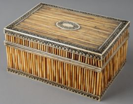 An Anglo Indian ivory mounted porcupine quill box. Lined in Sandalwood. Ivory Licence: B17NCD5Z