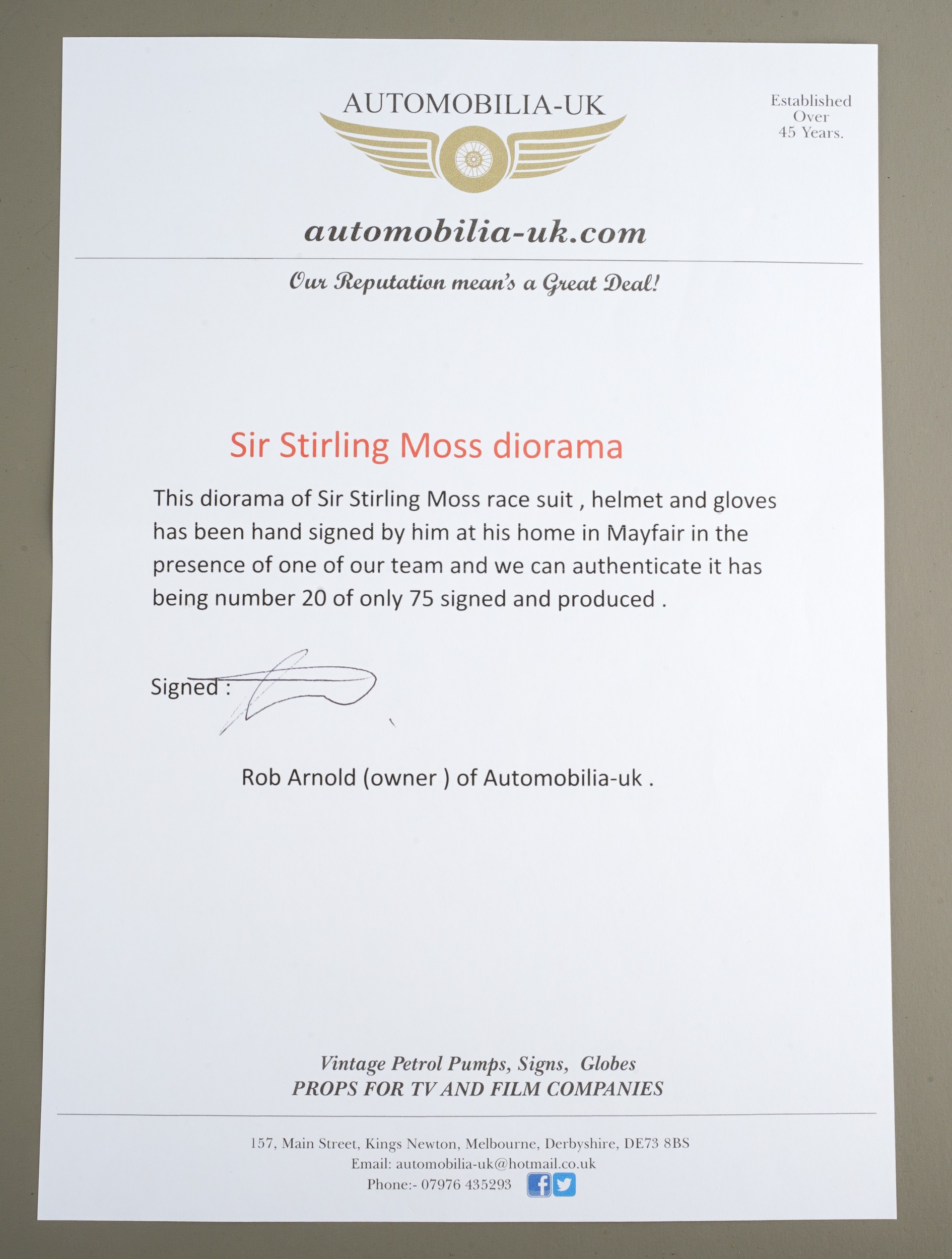 Motor racing interest - "Mr Motor Racing" - Sir Stirling Moss OBE: A limited edition 20/75 diorama - Image 3 of 3
