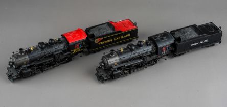 Two 0 gauge trains including Western Maryland 763 and Union Pacific 721 both with locomotives and